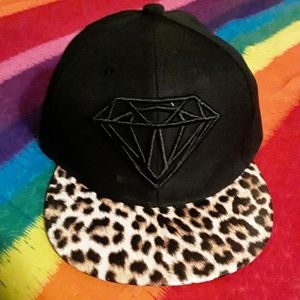 "A" Unisex Snapback With Diamond & Leopard Print